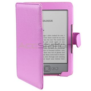 Purple Folio Leather Carry Skin Case Cover Pouch For  Kindle 4 6 
