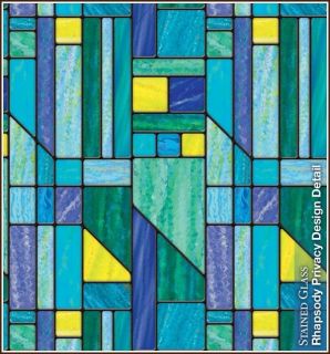  Privacy Stained Glass Decorative Window Film Blue Vinyl Glass Clings