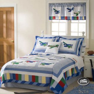   Kid Air Plane Quilt Bed Linen Bedding Set For Twin Full Queen Size