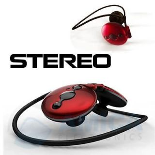 AVTK RED STEREO Bluetooth Headset iPhone 4 3GS & iPod w/ Free Wall 