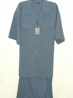 Navy Blue Two Piece Mens Short Sleeves Walking Leisure Suit by 