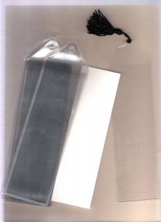 Hanging Clear Bookmark Sleeve & Paper, Black Tassel