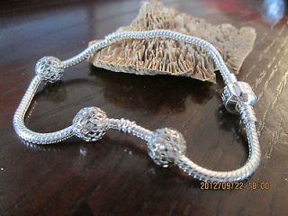 Bracelet Chain Snake 925 Silver filled Charm dangle Bead
