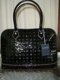   Vernis,Patent Leather Bowler Dome Bag Satchel Handbag Black NWT