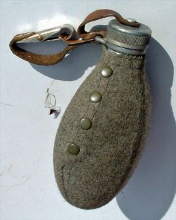 Swedish Army Surplus Hip Flask Water Bottle, Cover, Strap + Belt Clip