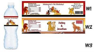 The Lion King Movie Printed Water Bottle Labels ~ Birthday Party 
