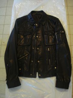 Hugo Boss leather jacket size 38R distressed style authentic