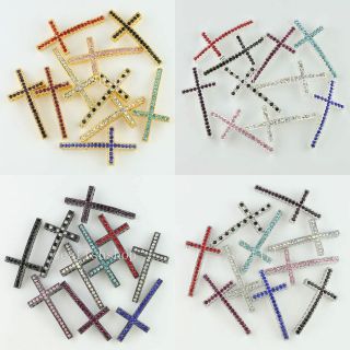 HOT NEW CROSS CURVED SIDE WAYS CRYSTAL LOOSE BEADS JEWELRY FINDINGS 