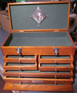 Gerstner Oak 7 Drawer Tool Box Exceptionally Clean 20 X 12 X 9 inches.