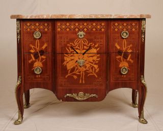 Fine Neoclassical Italian Style Antique Marble Top French Commode 