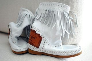 Karma of Charme Italian Leather Boot White, Womens Shoe / Cowboy 