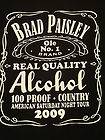 Brad Paisley   2009 Tour T Shirt   Alcohol Jack Daniels   100 Proof 