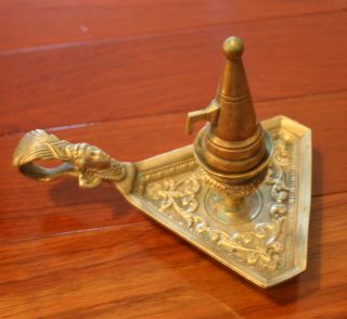 Vintage Embossed Brass Egyptian Figurehead Candle Holder Incense 