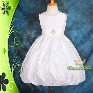 White Bubble Pattern Formal Dress Wedding Flower Girl Bridesmaid Party 