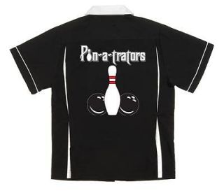The PIN A TRATORS Black/White CLASSICRetro Bowling Shirt w/Back Pleats 