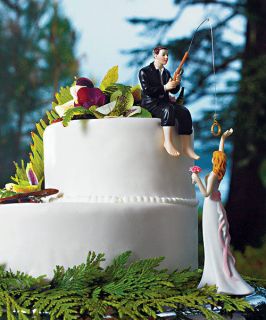   Groom and Bride Funny Wedding Cake Toppers Gone Fishing Cake Toppers