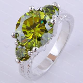 sz7/8/9/Jewell​ery Brand New peridot ladys 10KT Gold Filled Ring 