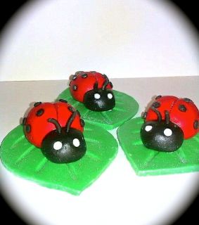 12 3D EDIBLES LADYBUG CUPCAKES TOPPERS/Cake Topper Decoration