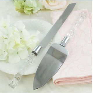 New Elegant Wedding Party Cake Knife And Server Set Plastic Handle