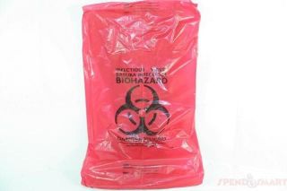 HERITAGE BAG A4832PR 24X32 RED 15 GALLON BIOHAZARD BAGS, LOT OF 10