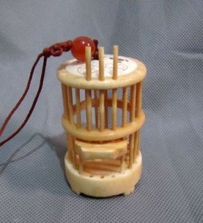 Chinese hand carved production   ox bone cricket cage 062