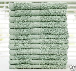 Lot 12 Solid Terry Washcloths Face Towel WHOLESALE Sage