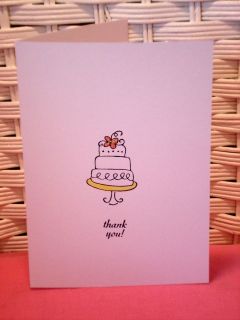 Ten Handmade Stamped Wedding Cake Thank You Cards