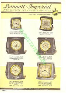 1940 Vintage Bennett 8 day Alarm Clock Catalog Ad