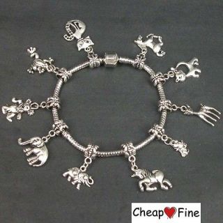   mixed animal(Horse elephant cat deer) Charm dangle bead Bracelet