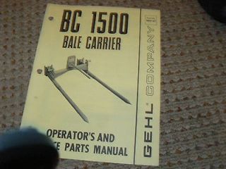 Gehl BC1500 Bale Carrier Dealers Parts Book
