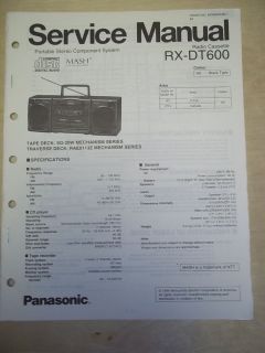 Panasonic Service Manual~RX DT60​0 Boombox Radio System