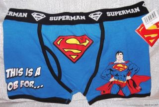 DC Comics This Is A Job For SUPERMAN Blue BOXER SHORTS