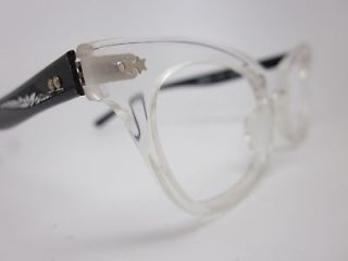 New Old Stock vintage cat eye glasses victory black & clear cateye 