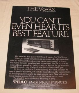Vintage Teac V 95RX Cassette Deck PRINT AD from 1982