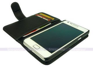 Black Leather Case for Samsung Galaxy S II i9100 S2 with Inner Card 