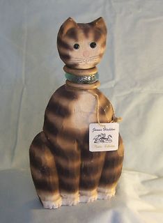 JAMES HADDON carved wood cat figurine, Masters Collections, 12 inches 