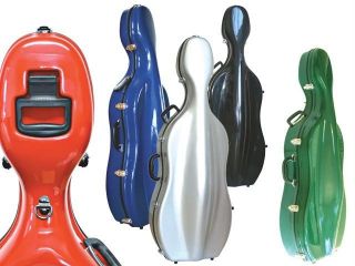 Sinfonica Z Tec Fibreglass 4/4 Cello Case Silver, Red, Black, Blue 