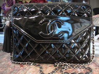 Authentic CHANEL PATENT QUILTED LEATHER COCO TASSEL CHAIN BAG