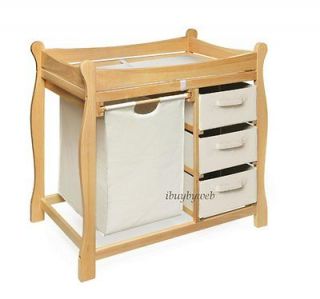 Natural Sleigh Style Baby Changing Table Hamper Baskets