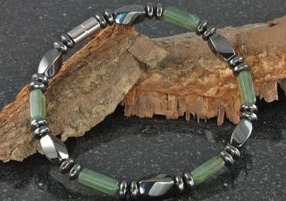 Mens Jade with Magnetic Hematite Bracelet or Necklace