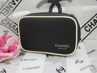 RARE CHANEL BEAUTE COSMETIC MAKEUP BAG CASE Black Gold BRAND NEW 
