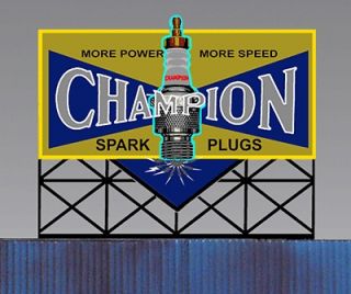 CHAMPION SPARK PLUGS SUPER ANIMATED NEON SIGN N/HO SCALE SPARKS LIGHTS 