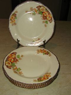 WOODS IVORY WARE AUTUMN HIBISCUS PATTERN SET OF 6 ENTREE PLATES 