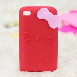 Lovely Bow Hello Kitty Soft Silicone Skin Case Cover For iPod Touch 4 