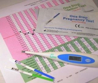 BASAL THERMOMETER + OVULATION/PREGNANCY TESTS + CHART