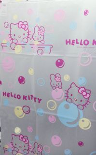 HELLO KITTY PEVA Waterproof Bathroom Shower Curtain+ hooks RINGS