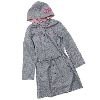 Hello Kitty Long Rain Coat Jacket Sanrio Houndstooth Black Watch Women 