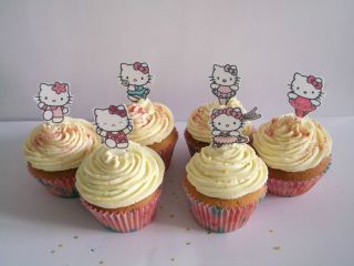 24 DANCING HELLO KITTY EDIBLE CUPCAKE/FAIRY CAKE TOPPERS **STAND UPS 