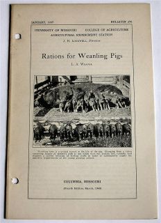 Rations For Weanling Pigs 1949 Good by L. A. Weaver Feeding Hogs Swine 