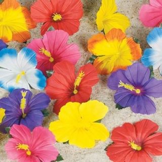 96 Hibiscus Flower Luau Party Decor Lot Hawaiian Tropical Table 